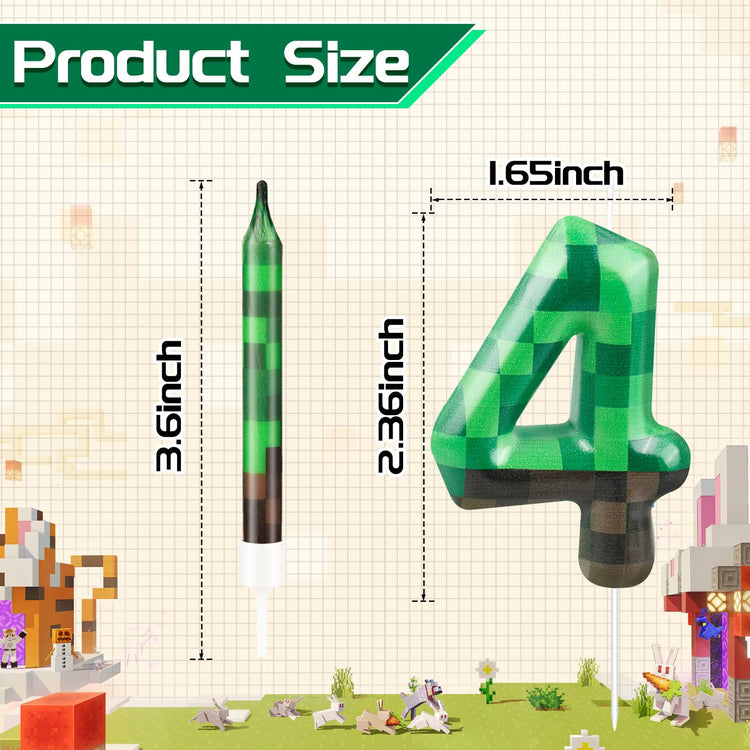 13 Pcs Dynamite Candles 12 TNT Themed Birthday Cake Candles and Number 4 Candle Cake Topper for Pixel Theme Birthday Party Anniversary Party Dynamite Theme Party Video Game Party Supplies (13 Count)