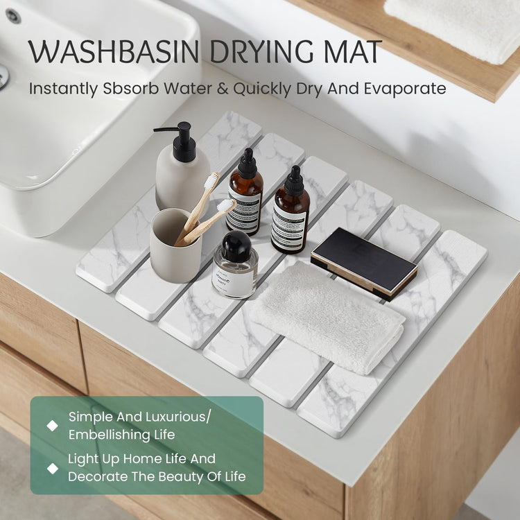 Stone Dish Drying Mat Collapsible Diatomaceous Earth Absorbent Mat Quick Dish Drying Pad Dish Rack Pad Match Any Counter to Multiple Usage for Kitchen