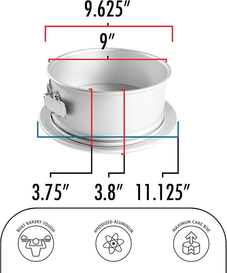 Fat Daddio's PSF-93 Anodized Aluminum Springform Pan, 9 x 3 Inch
