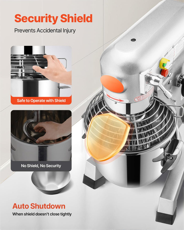 30Qt Commercial Food Mixer Timing Function 1250W Commercial Mixer