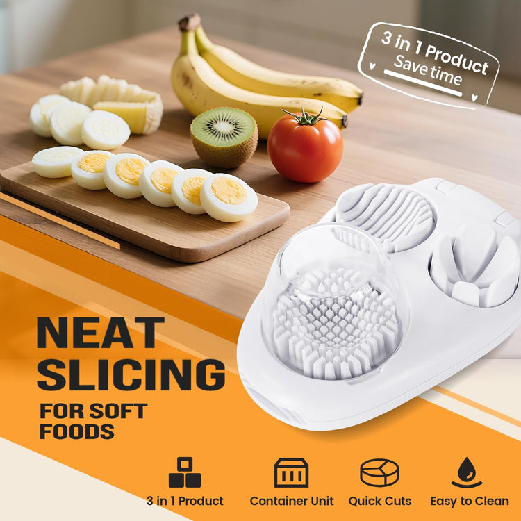 3-In-1 Egg Slicer, White