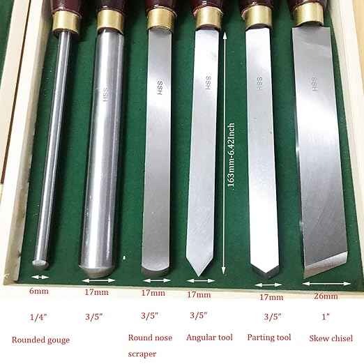 Chisel Sets,Turning Tool,Woodworking Lathe Chisel, 6 Piece Artisan Wood Turning Tools Set, HSS Steel Blades Wood Lathe Chisels, Red Beech Handle Gouge Wooden Case for Storage for The Beginner to Inte
