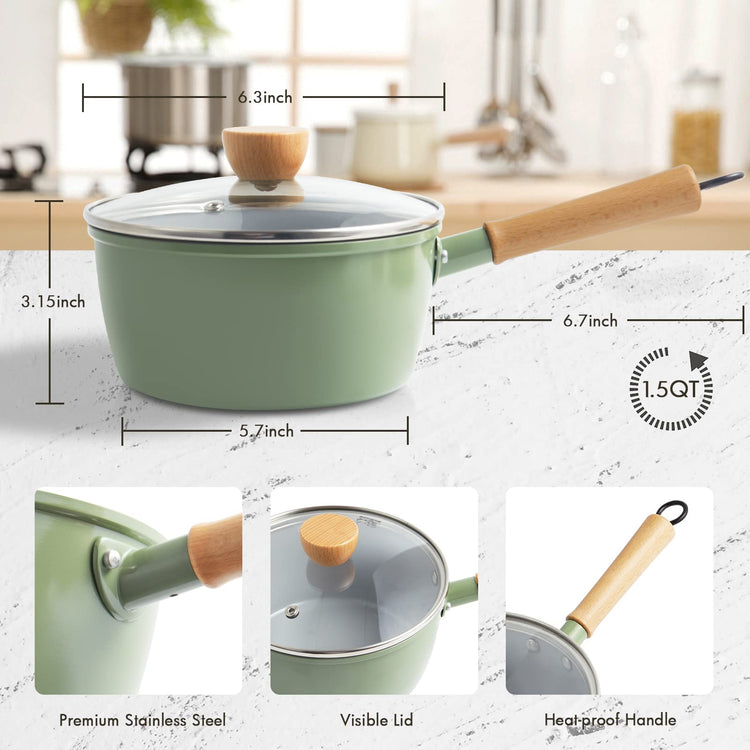 Ceramic Nonstick Sauce Pan with Lid