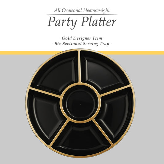 6 Sectional Round Plastic Serving Tray (2 Count)