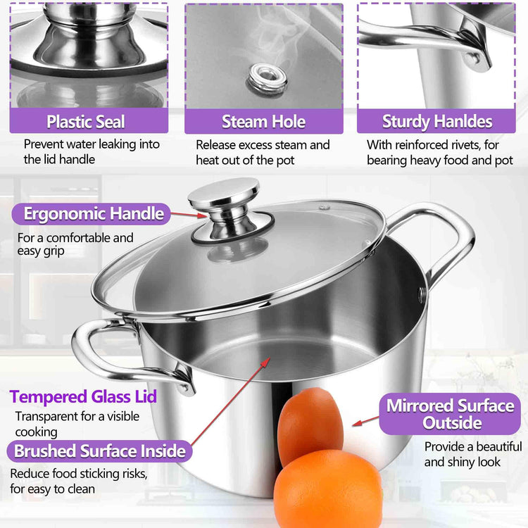 5 Quart Tri Ply Stainless Steel Stock Pot