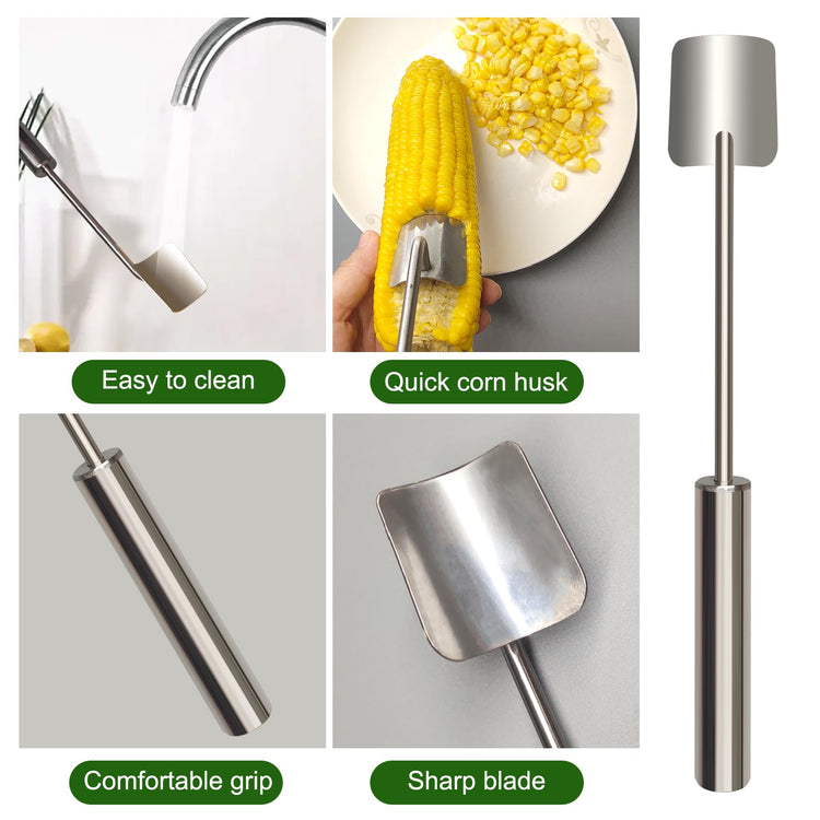 Corn Cob Peeler Peeler Easy Clean Corn Cob Stainless Steel Splitter Tool Suitable for Home Kitchen (2 Count)
