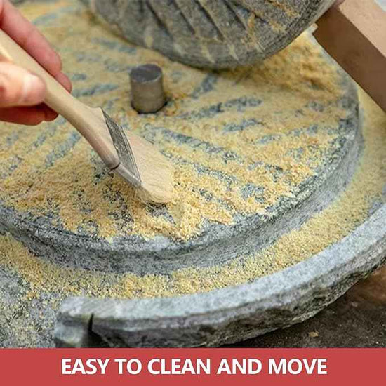 Manual Stone Grain Mill with Wooden Base for Grinding Flour, Rice, Spices, Beans, Wheat, Coffee – Premium Quality, Adjustable Coarseness, Vintage Kitchen Tool