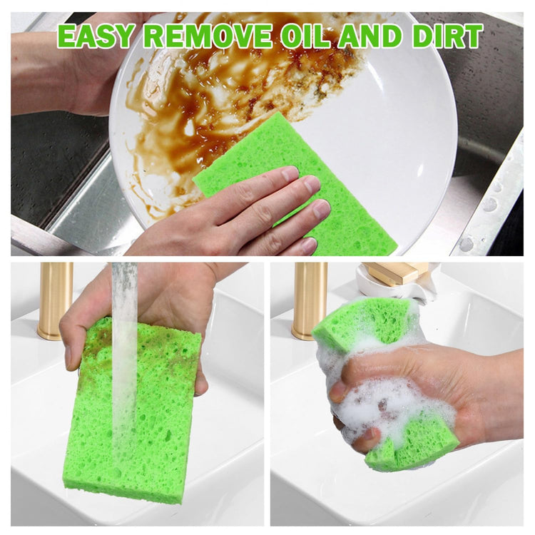 24 Pack Kitchen Sponges Natural Cellulose Compressed Sponges for Cleaning Reusable Dish Sponge Kitchen Non (24 Count)