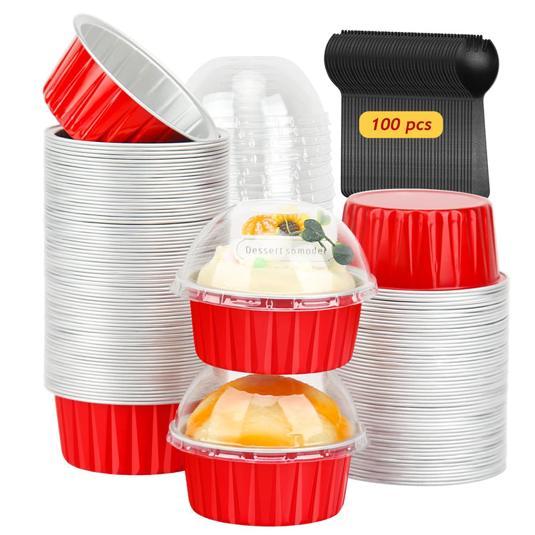 5oz Cupcake Tins with Dome Lids 100 Pack (100 Count)