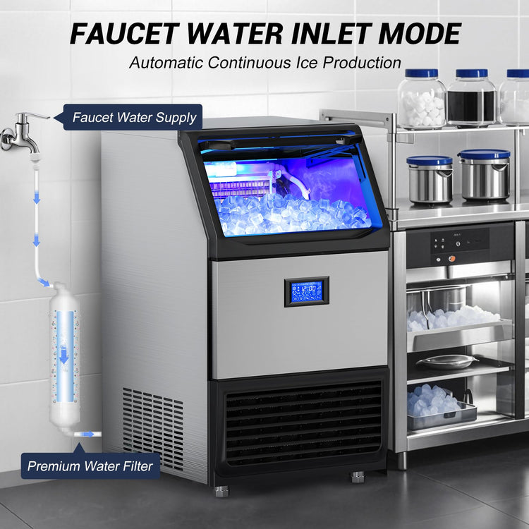 450Lbs 24H Under Counter Commercial Ice Machine with 160LBS Large Storage Bin