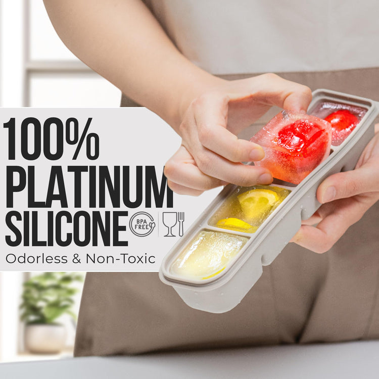 1.7 oz 4 Sections Silicone Ice Cube Freezer Tray with Lid