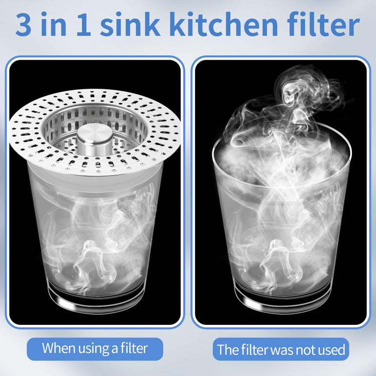 Upgraded 3 in 1 Kitchen Sink Drain Filter (2 Count)