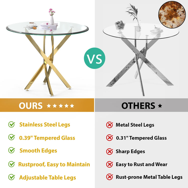 5 Piece Square Glass Dining Table Set (5 Count)