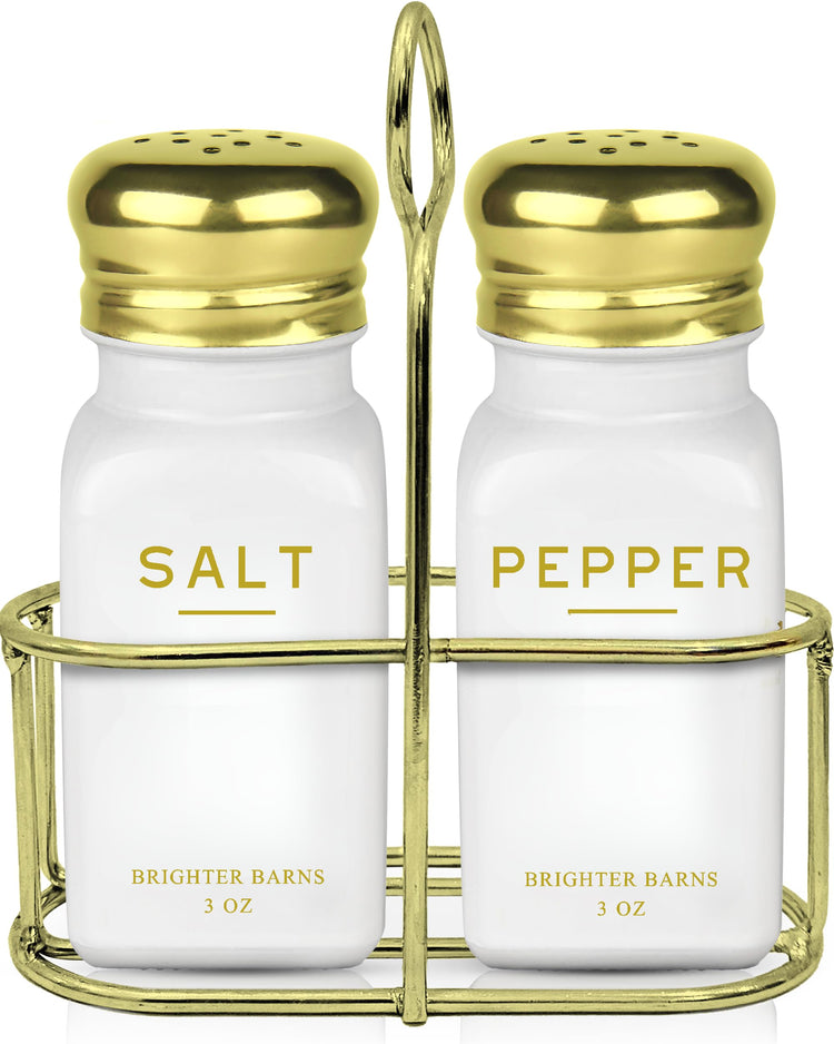 Luxury Salt and Pepper Shakers Set with Holder by Brighter Barns