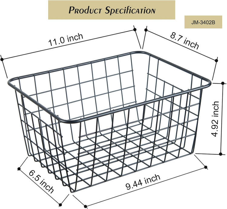 Wire Kitchen Storage Basket 2 Packs,Perfect Pantry Organization Accessories Basket,Laundry,Countertop Organization,Suitable for Kitchen,Bathroom,Bedroom,Tabletop,Stackable,Black