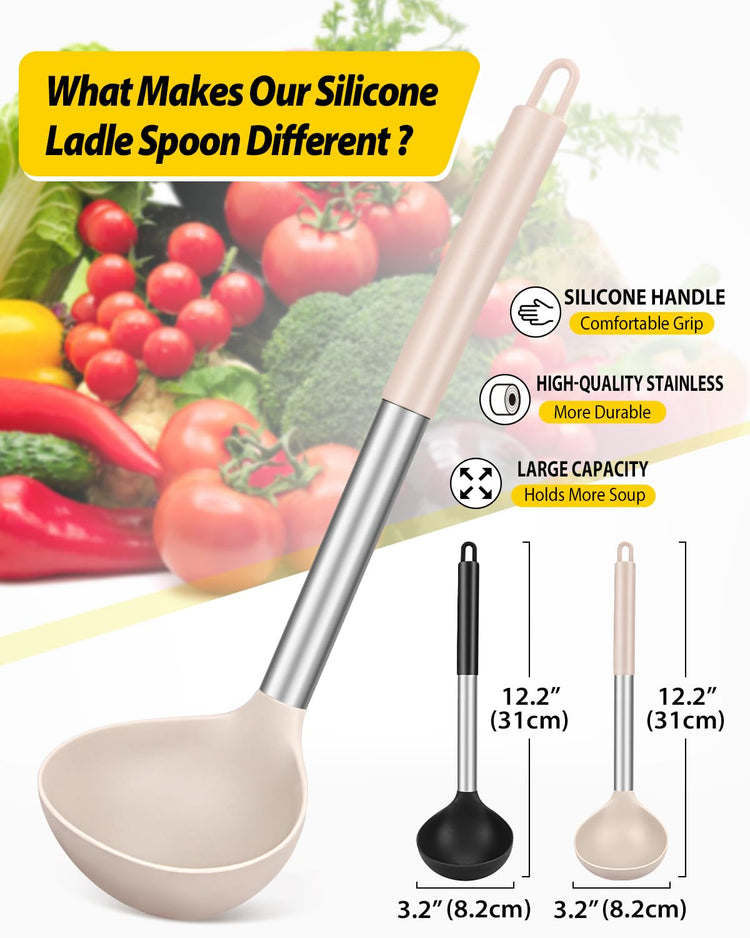 Silicone Ladle Spoon Kitchen Utensils (2 Count)