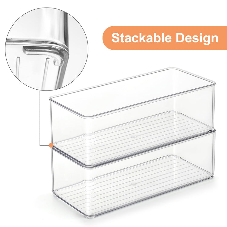 4 PACK Freezer Organizer Bins Clear Stackable Storage Bins for Fridge Organization and Storage (4 Count)