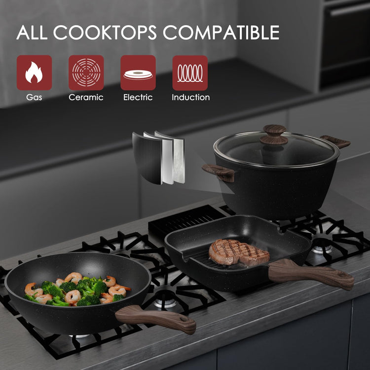 Pots and Pans Set Non Stick 31 Piece Kitchen Nonstick Cooking Cookware Sets with Grill Pan Saucepan Baking Sheet Utensil