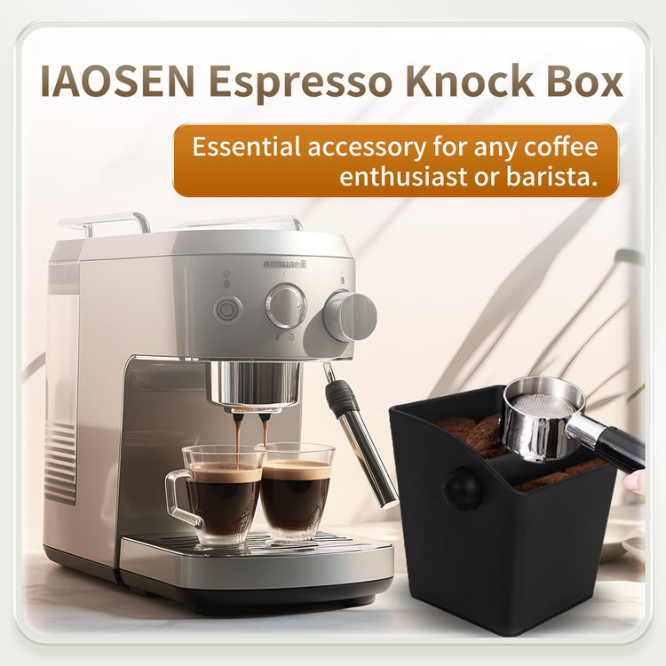 Espresso Knock Box Square High Side Wall Splash Prevention Design Knock Box Shock Absorbing Non Slip Knock Box Espresso With Removable Knock Bar Espresso Accessories for Home
