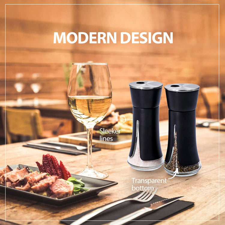 Black Salt and Pepper Shakers by Aelga (2 Count)