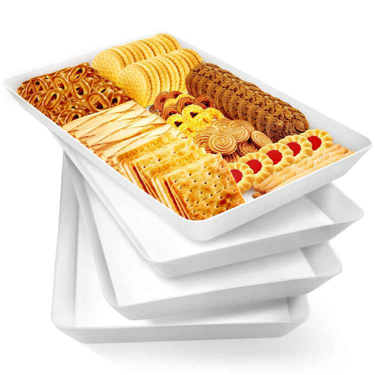 4 Pack Reusable Plastic Serving Trays for Snacks (4 Count)