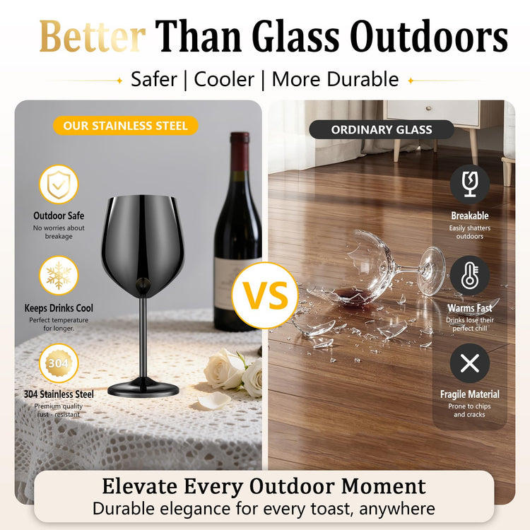 Unbreakable Stainless Steel Wine Glasses Set of 2 (2 Count)