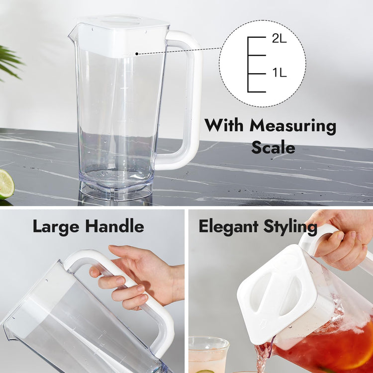 2 Pack Plastic Pitcher with Lid (2 Count)
