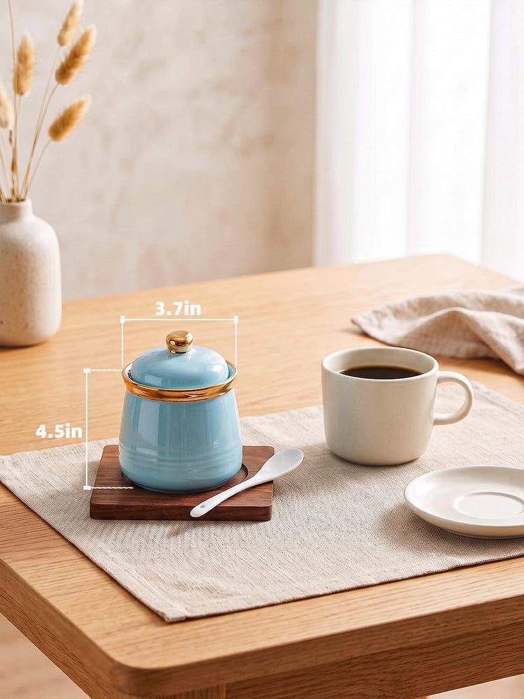 12oz Ceramic Sugar Bowl with Lid and Spoon