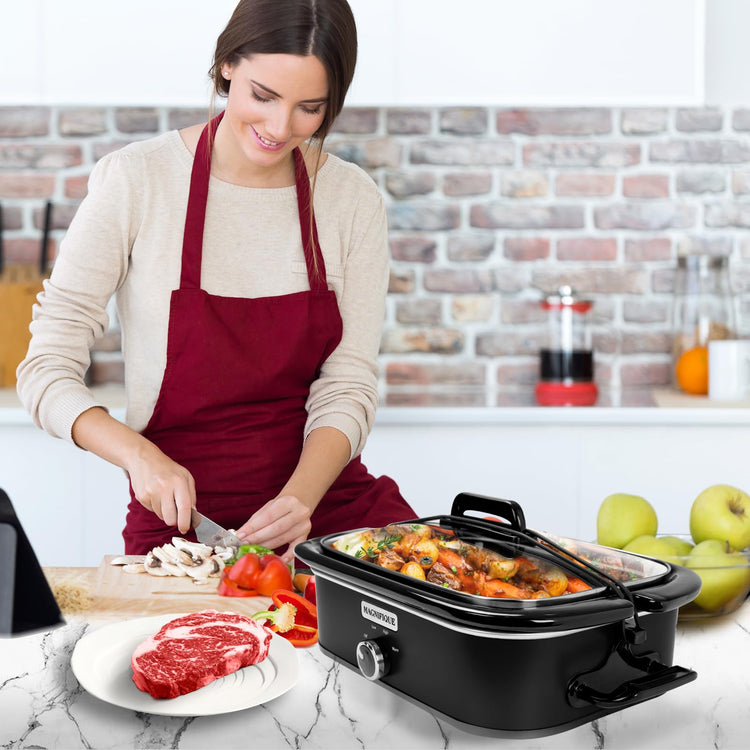 4 Quart Slow Cooker with Casserole Manual Warm Setting