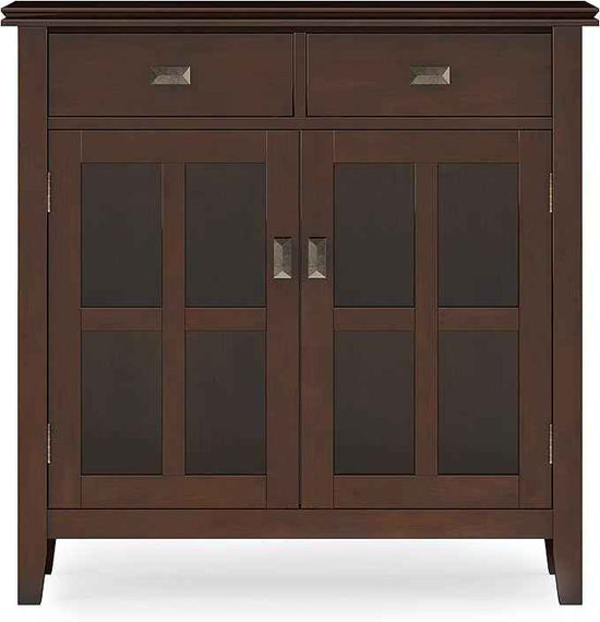 SIMPLIHOME Artisan SOLID WOOD 36 Inch Wide Contemporary Entryway Storage Cabinet in Russet Brown, For the Living Room, Entryway and Family Room
