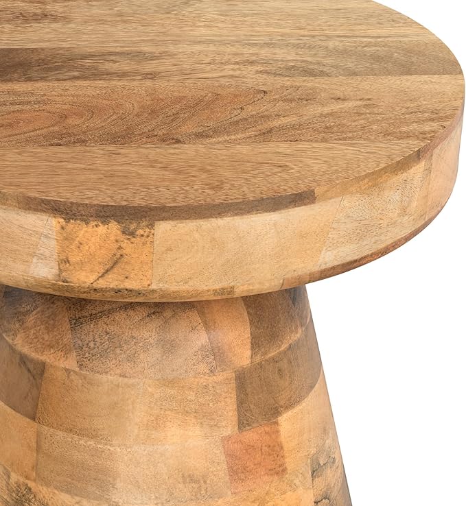 SIMPLIHOME Robbie Accent Table - 16 inch Wide Solid Mango Wood End Table in Natural, Boho Contemporary Rustic Side Table for Living Room or Bedroom with Multipurpose Function, Assembled
