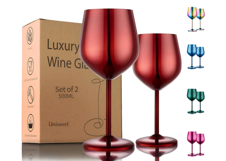 Unbreakable Stainless Steel Wine Glasses Set of 2 (2 Count)