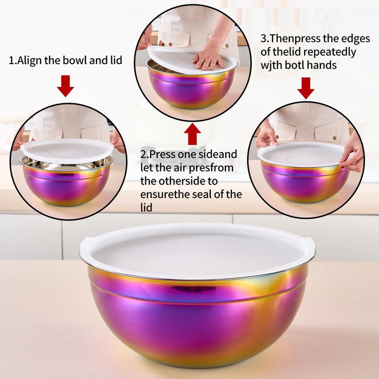 Rainbow Mixing Bowls with Lids Set of 7