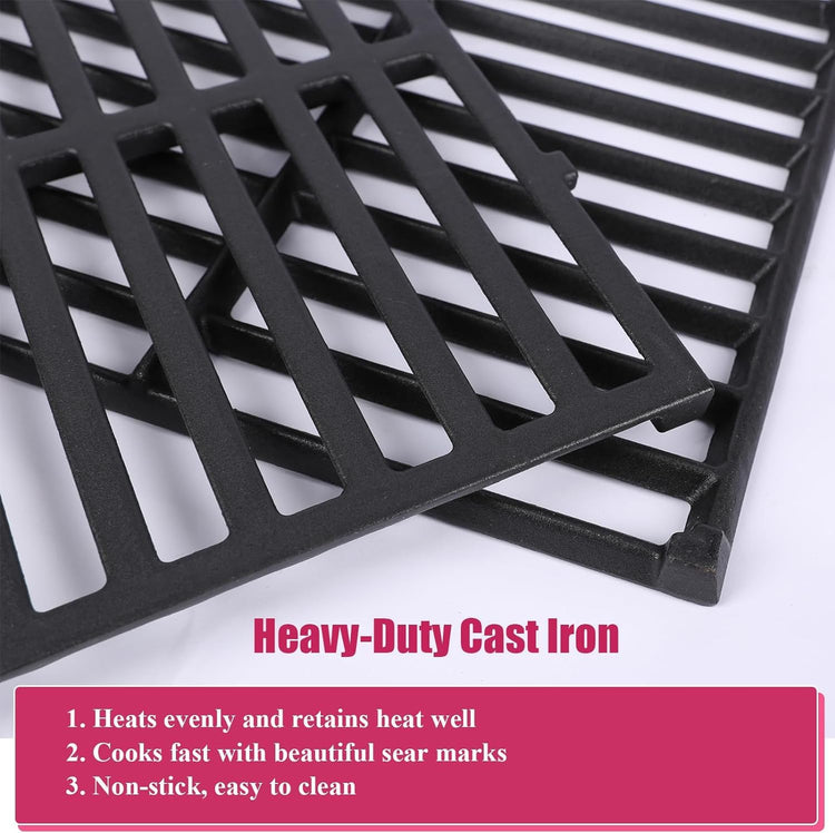17.5 inch Grill Grate Replacement Parts 7638 for Weber Spirit I II E310 320 330, S310 320 330, Spirit 700, Cast Iron Grill Grates 7639, 7525, 7526, 7527 for Weber Spirit 300, 2 Pieces