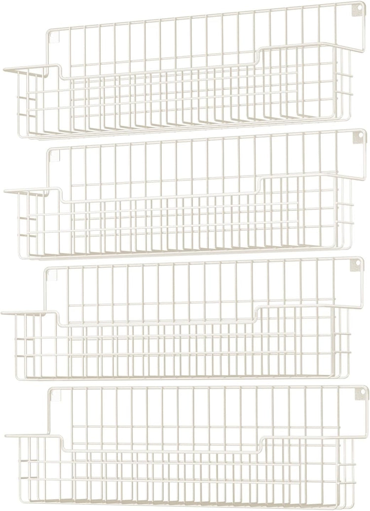 Spice Rack, 4-Pack Seasoning Organizer Wall Mounted for Kitchen Storage Organization, Metal Spice Holder Shelf for Cabinet, Pantry, White