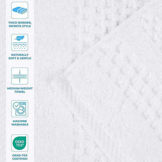 Superior Playa Zero Twist Cotton Medium Weight Towels, for Guest Bath, Bathroom, Shower, Spa, Plush, Quick Dry, Ultra-Soft Towels, Bath Essentials, Waffle Textured, 9 Piece Assorted Towel Set, White