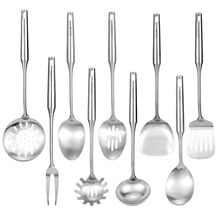 18 10 Stainless Steel Cooking Utensils Set 9 Pack Metal Kitchen Utensil