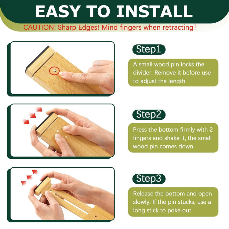 Kitchen Drawer Dividers 6 Pack Bamboo Drawer Organizers (6 Count)