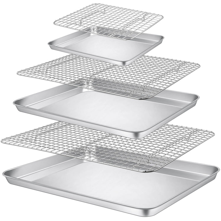 17.5 + 16 + 10.4 Inch Baking Sheet Pan and Cooking Rack