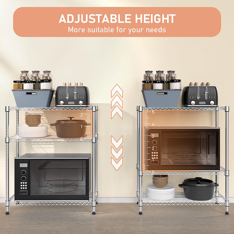 750 lbs 3 Tier Storage Rack Metal Wire Shelving Unit