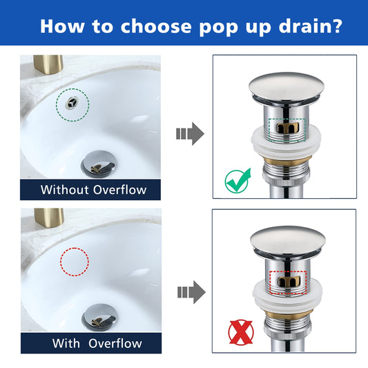 Stainless Steel Pop up Drain for Bathroom Sink Inst Sink Drain with Detachable Basket