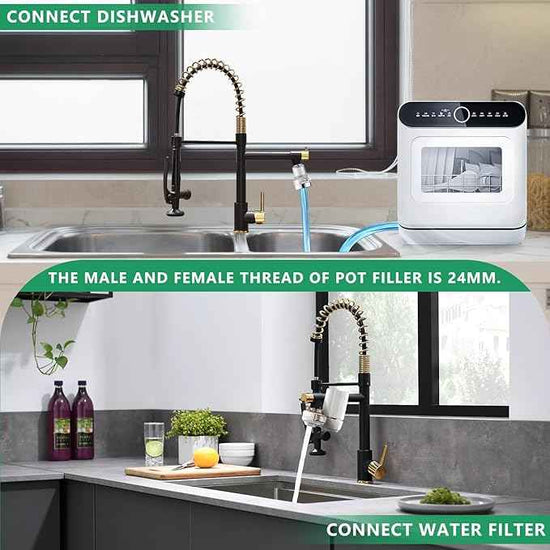 Fapully Black&Gold Kitchen Faucet with Sprayer,Commercial Pull Down Kitchen Faucet for Kitchen Sink