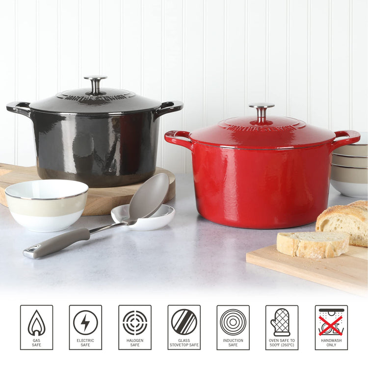 Gatwick 7 Quart Enamel Cast Iron Dutch Oven Pot with Lid
