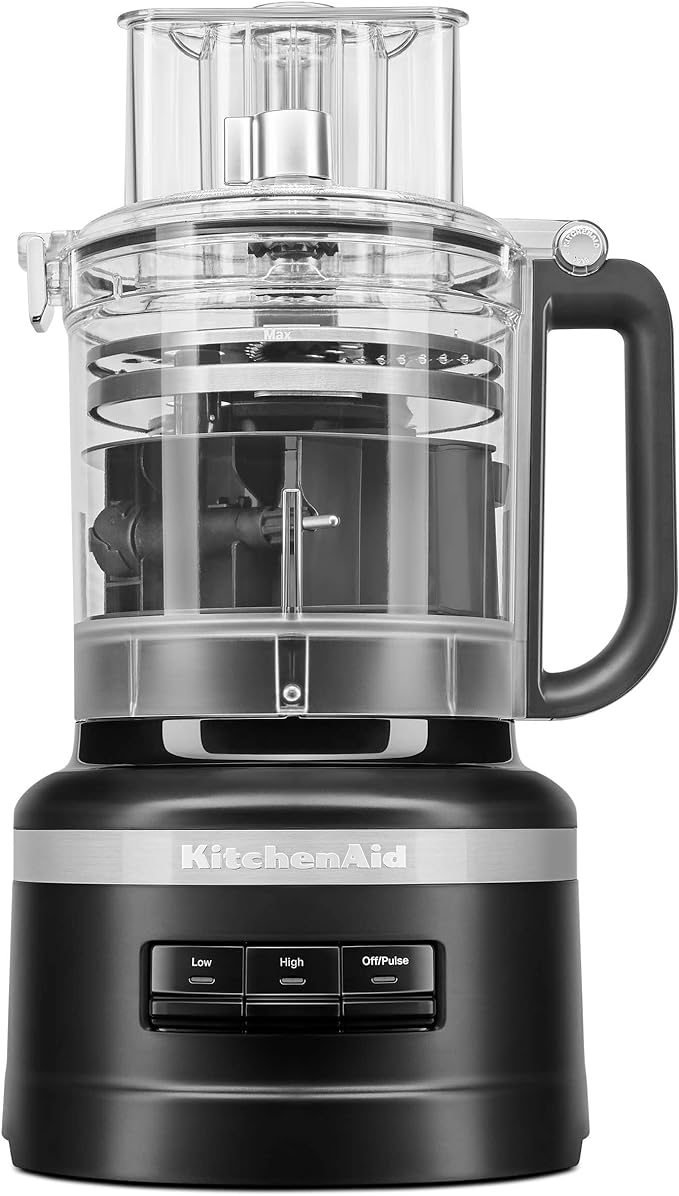 KitchenAid 13-Cup Food Processor, Black Matte & Variable Speed Corded Hand Blender KHBV53, Contour Silver