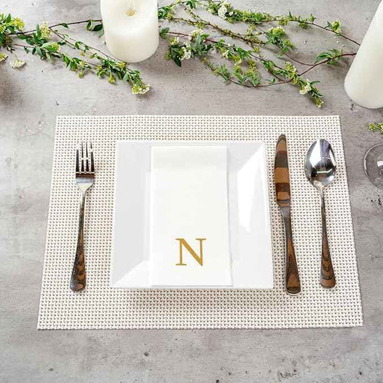Luxenap 15.8 X 7.9 Inch Linen-Feel Guest Towels, 2000 Lettered Hand Towels - Gold Letter 'N', Sans Serif Font, White Paper Dinner Napkins, airlaid, For Restrooms And Tables