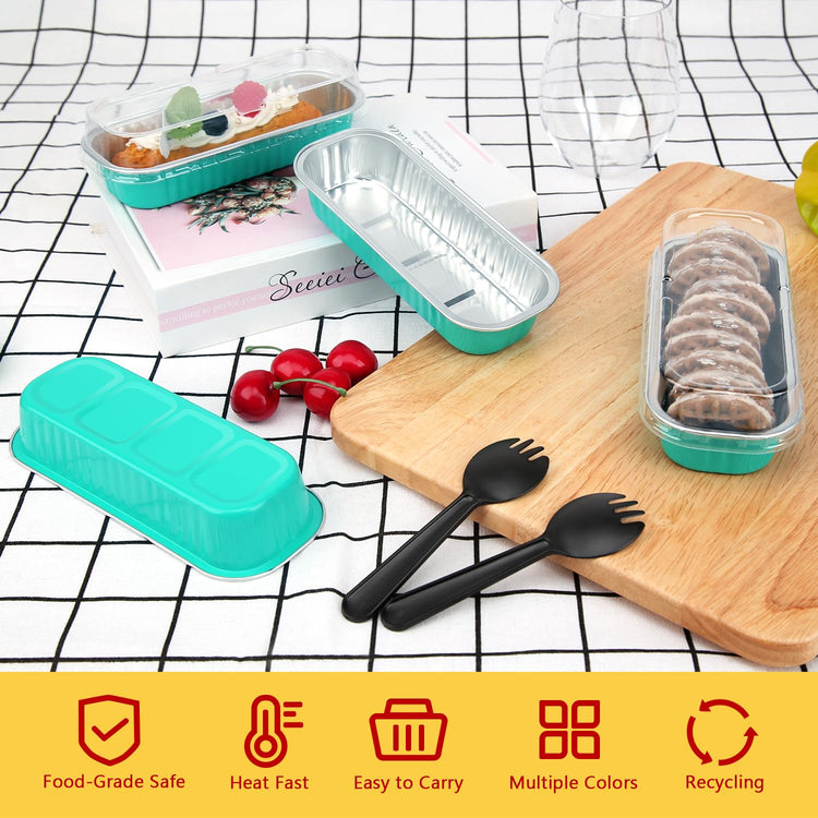 Mini Cake Loaf Pans with Lids 100 Pack (6.8 Fl Oz)