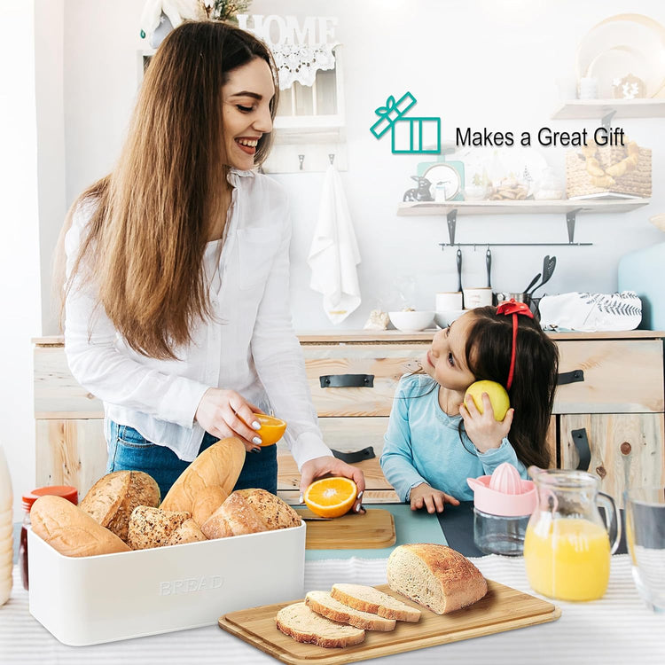 White Bread Box for Kitchen Countertop