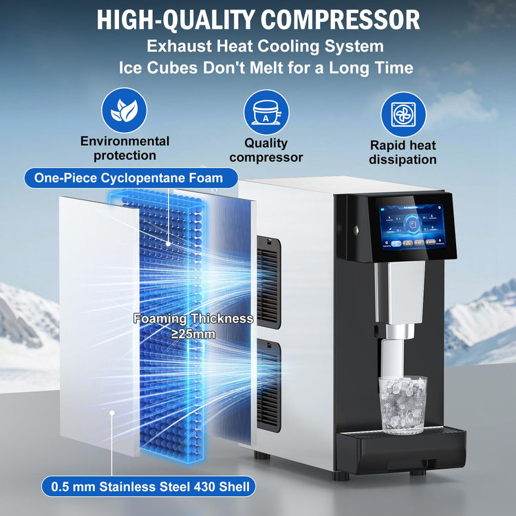 100 lbs Countertop Nugget Ice Maker Commercial with Water Dispenser