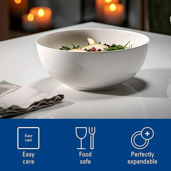 Villeroy & Boch For Me Round Vegetable Bowl, 9 in, Premium Porcelain, White