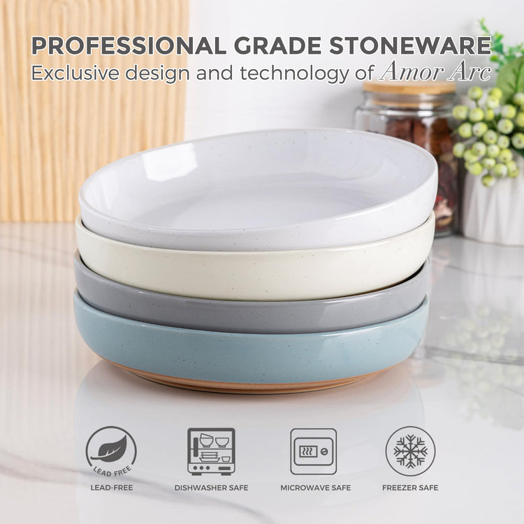 8.75'' Large Ceramic Pasta Bowls (4 Count)